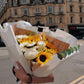 Graduation Fresh Bouquet: Mixed Sunflowers & White Flowers (w/ mini teddy bear) | Daisy Florist