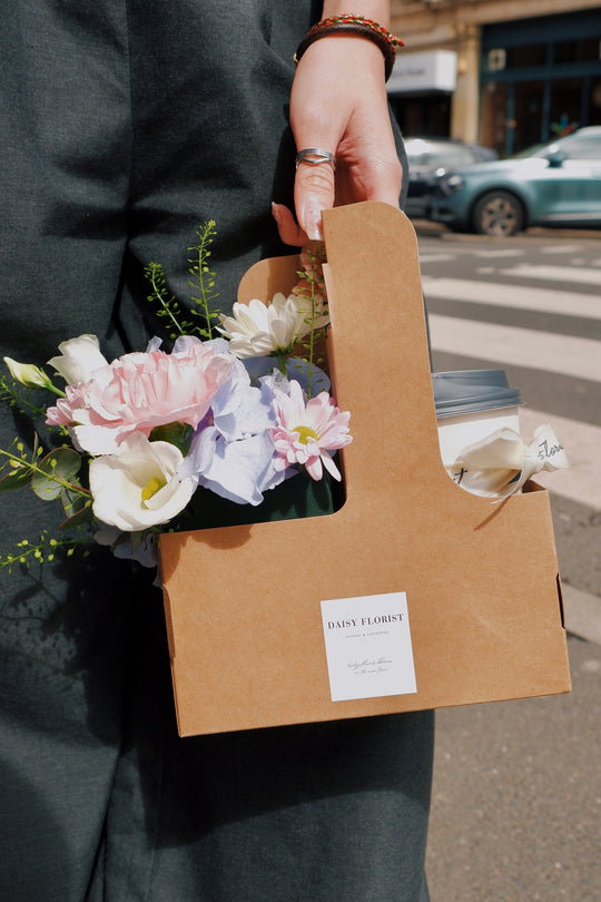 Morning Bloom Coffee Box: Fresh Flowers & Coffee | Daisy Florist