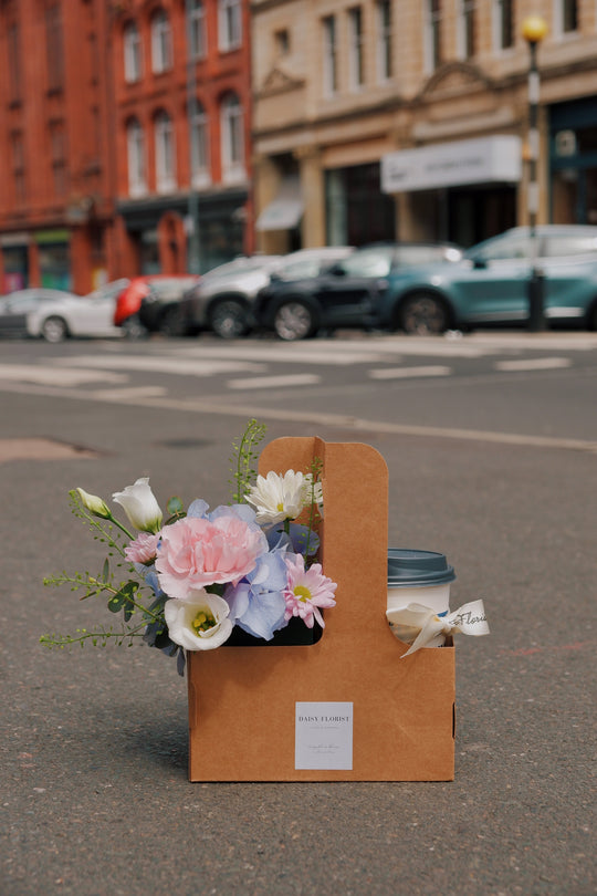 Morning Bloom Coffee Box: Fresh Flowers & Coffee | Daisy Florist