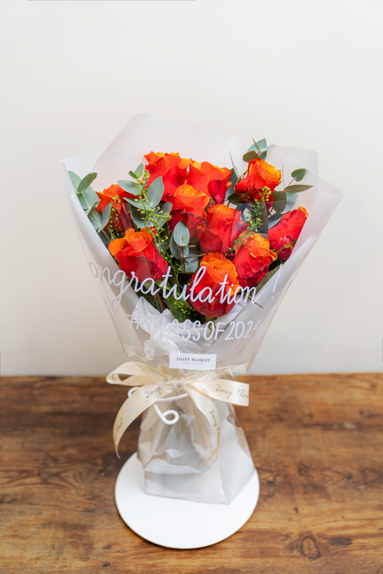 Sunset Glow Bouquet: Warm Orange Roses Arrangement