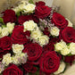 Fresh Flowers: Mix Red Roses & White Spray Roses Medley Bouquet | Daisy Florist