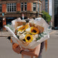 Graduation Fresh Bouquet: Mixed Sunflowers & White Flowers (w/ mini teddy bear) | Daisy Florist