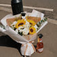 Graduation Fresh Bouquet: Mixed Sunflowers & White Flowers (w/ mini teddy bear) | Daisy Florist