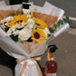 Graduation Fresh Bouquet: Mixed Sunflowers & White Flowers (w/ mini teddy bear) | Daisy Florist