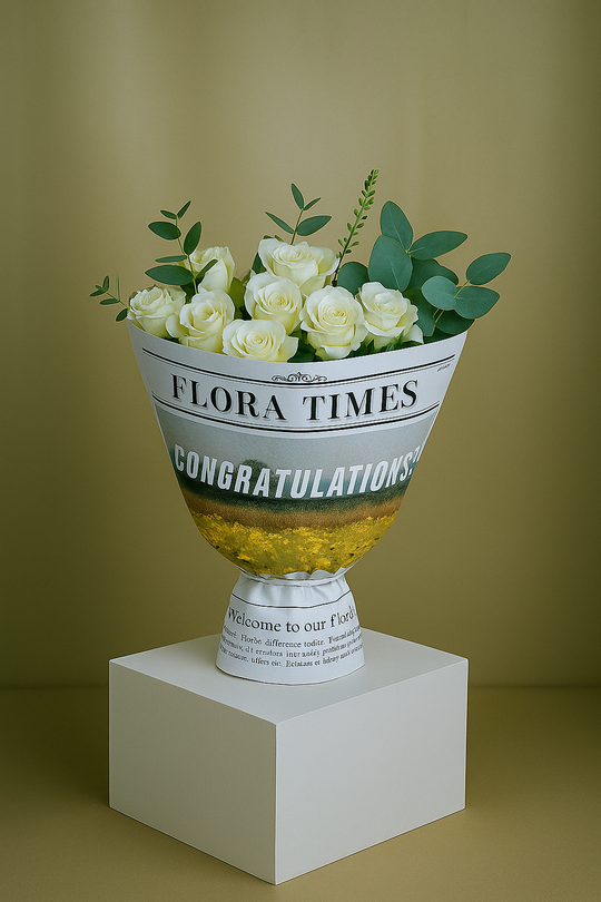 Pearl Whisper Bouquet: Luxurious White Roses Arrangement