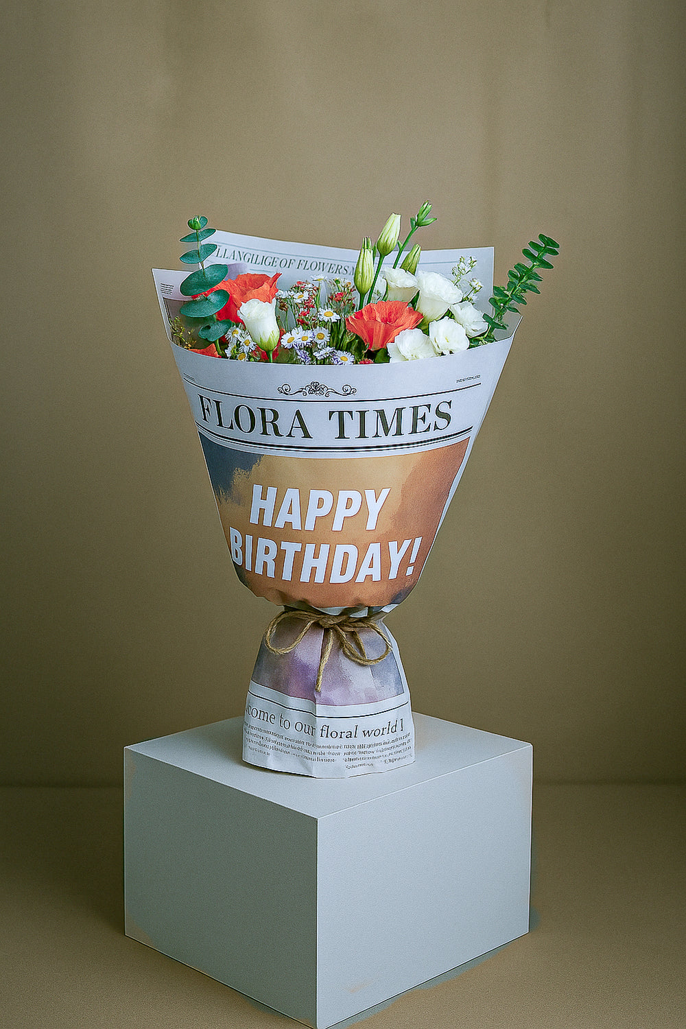 Apricot Dawn Bouquet: Orange and White Mixed Flowers