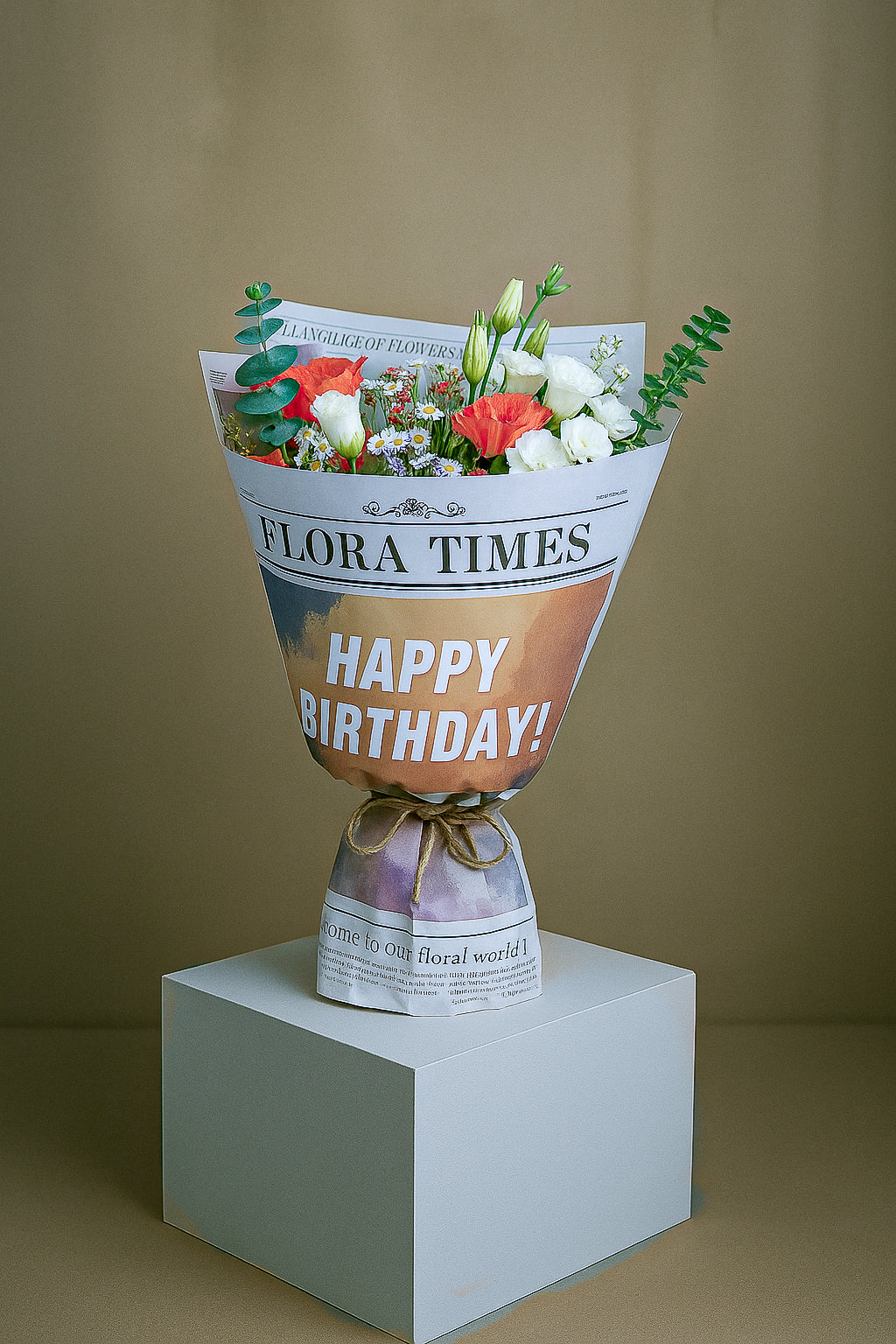 Apricot Dawn Bouquet: Orange and White Mixed Flowers