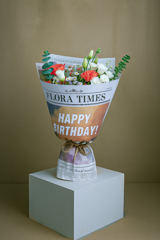 Apricot Dawn Bouquet: Orange and White Mixed Flowers