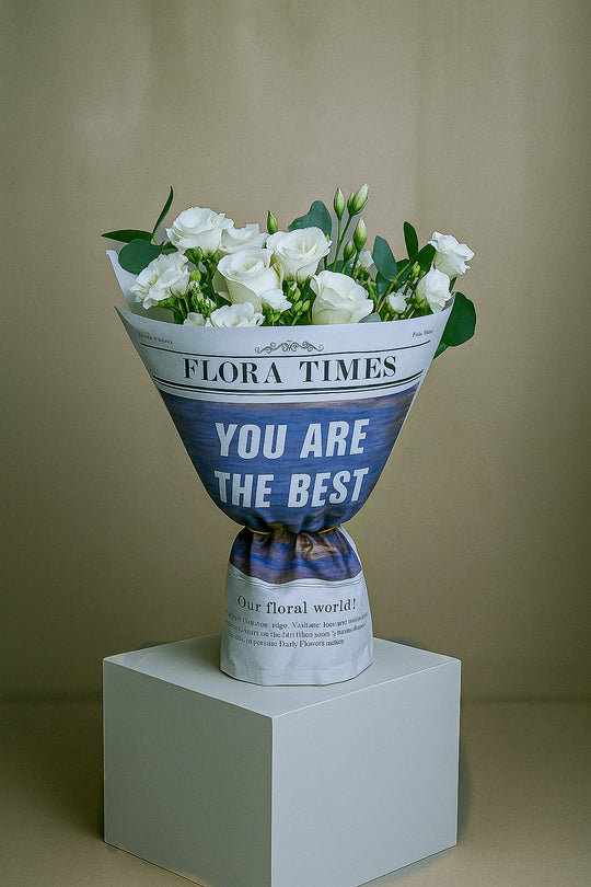 Ivory Elegance Ensemble: Sophisticated White Mixed Fresh Flower Bouquet
