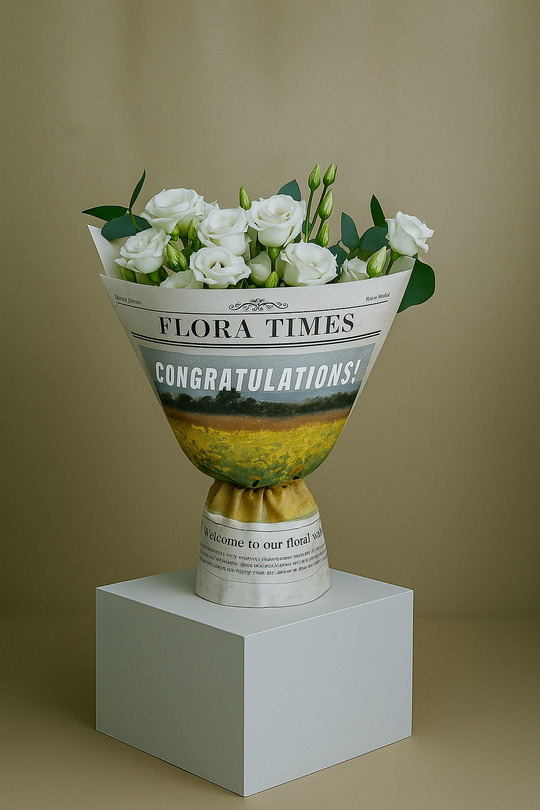 Ivory Elegance Ensemble: Sophisticated White Mixed Fresh Flower Bouquet