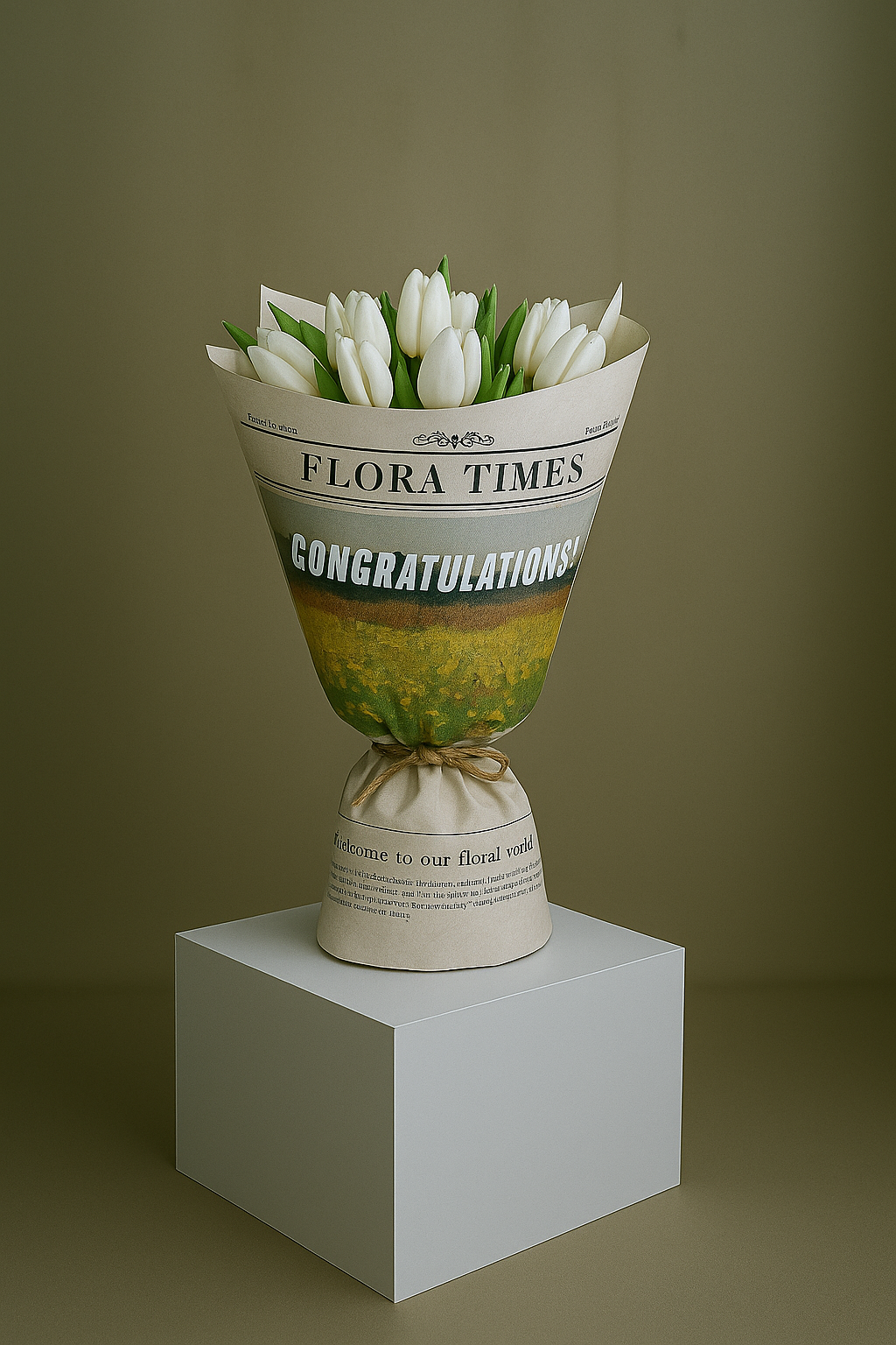 Moonlight Tulip Serenade: Elegant White Tulips Fresh Flower Bouquet