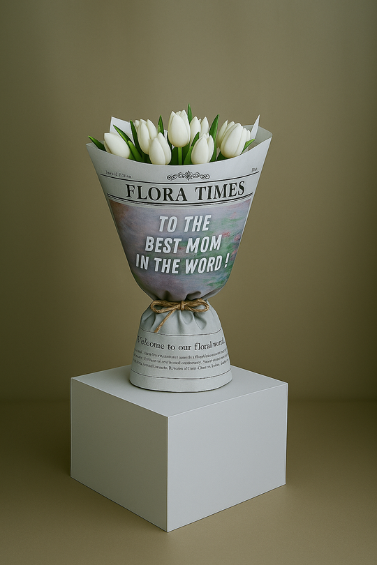 Moonlight Tulip Serenade: Elegant White Tulips Fresh Flower Bouquet
