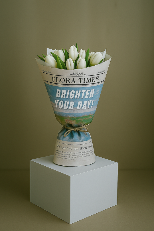 Moonlight Tulip Serenade: Elegant White Tulips Fresh Flower Bouquet