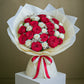 Fresh Flowers: Mix Red Roses & White Spray Roses Medley Bouquet | Daisy Florist