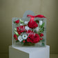 Red and White Fresh Flowers in small Mica Box (24x27x15cm) | Daisy Florist
