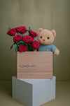 Special Fresh Red Roses Box with Teddy Bear| Daisy Florist