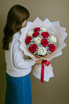 Fresh Flowers: Mix Red & White Roses Medley Bouquet | Daisy Florist