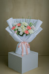 Mixed Bouquet: Bright Flowers in White Wrapping | Daisy Florist