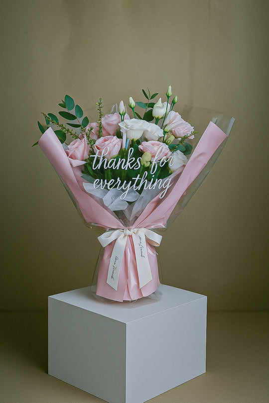 Cherished Blush Bouquet: Romantic Pink and White Flowers Mix