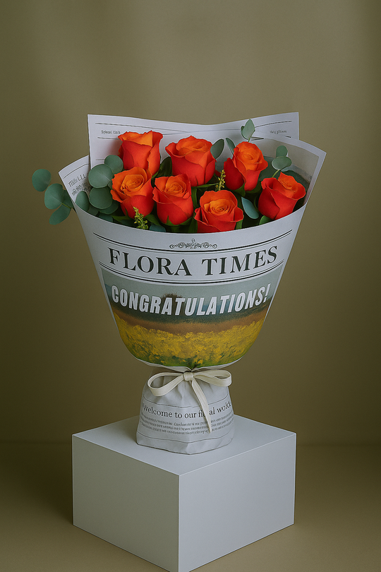 Citrine Charm Bouquet: Vibrant Orange Roses Arrangement