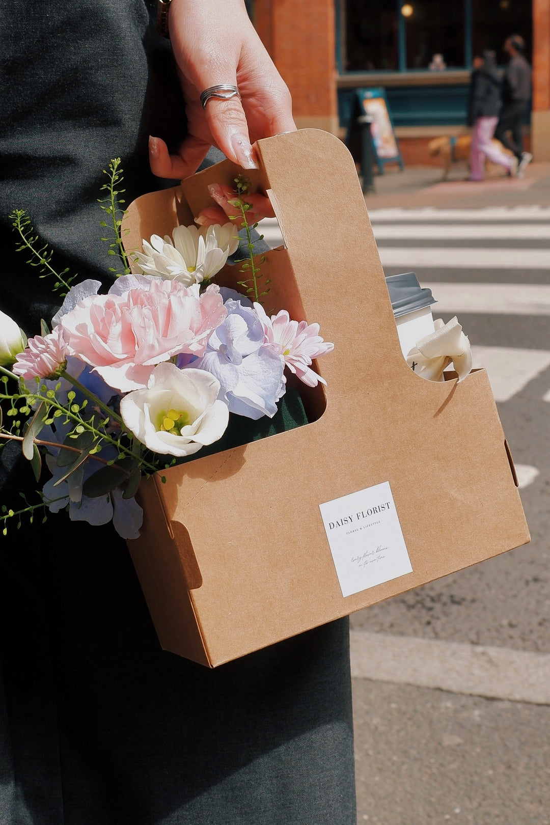 Morning Bloom Coffee Box: Fresh Flowers & Coffee | Daisy Florist