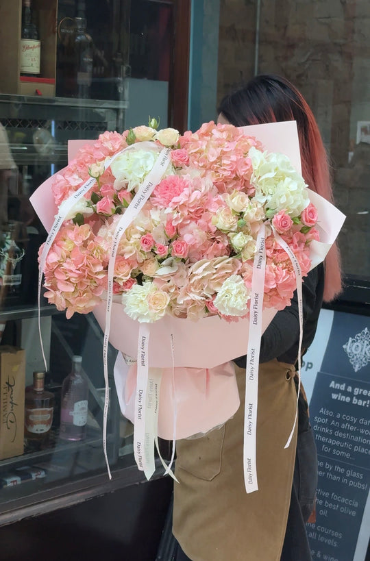 Pink and White Hydrangeas Mixed Fresh Bouquet