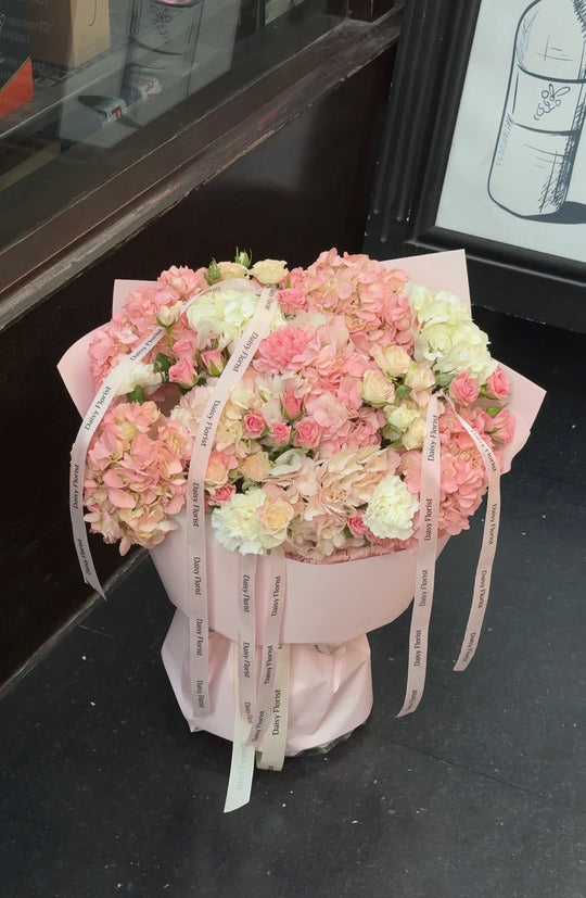 Pink and White Hydrangeas Mixed Fresh Bouquet