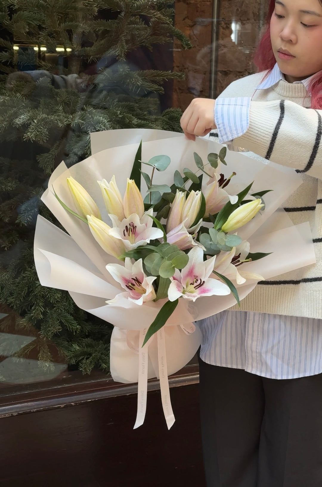 Fresh Lilies and Foliage Bouquet