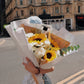 Graduation Fresh Bouquet: Mixed Sunflowers & White Flowers (w/ mini teddy bear) | Daisy Florist