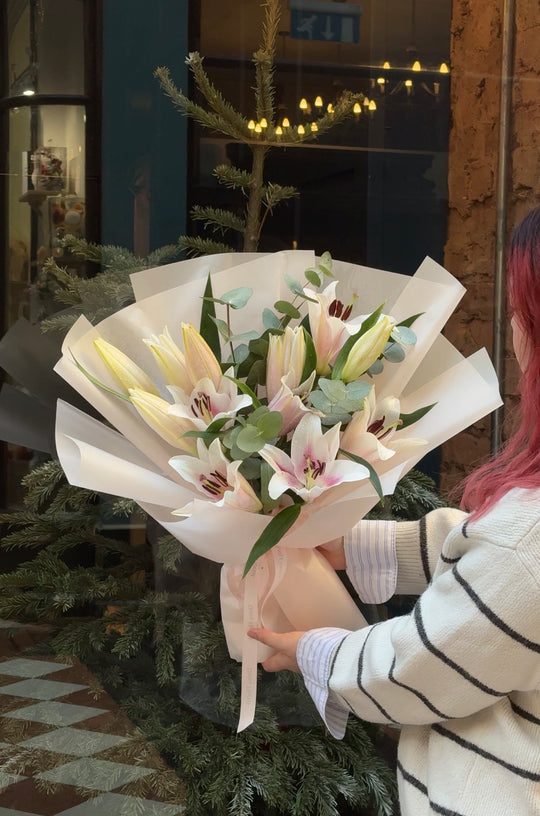 Fresh Lilies and Foliage Bouquet
