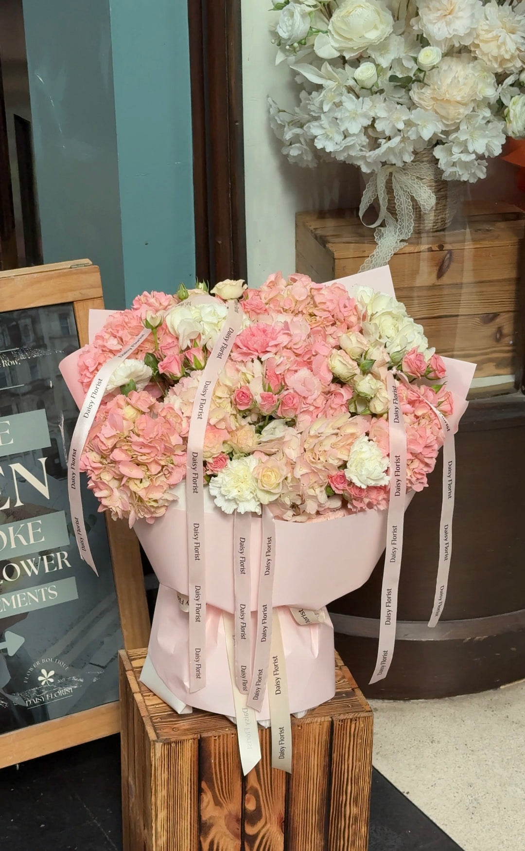 Pink and White Hydrangeas Mixed Fresh Bouquet