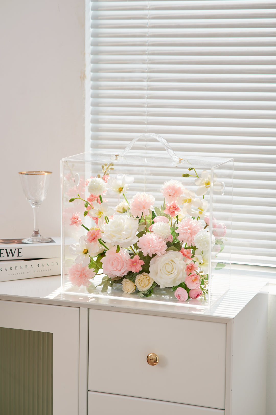 Artificial Flowers Mix Pink & White Floral Mica Box | Daisy Florist