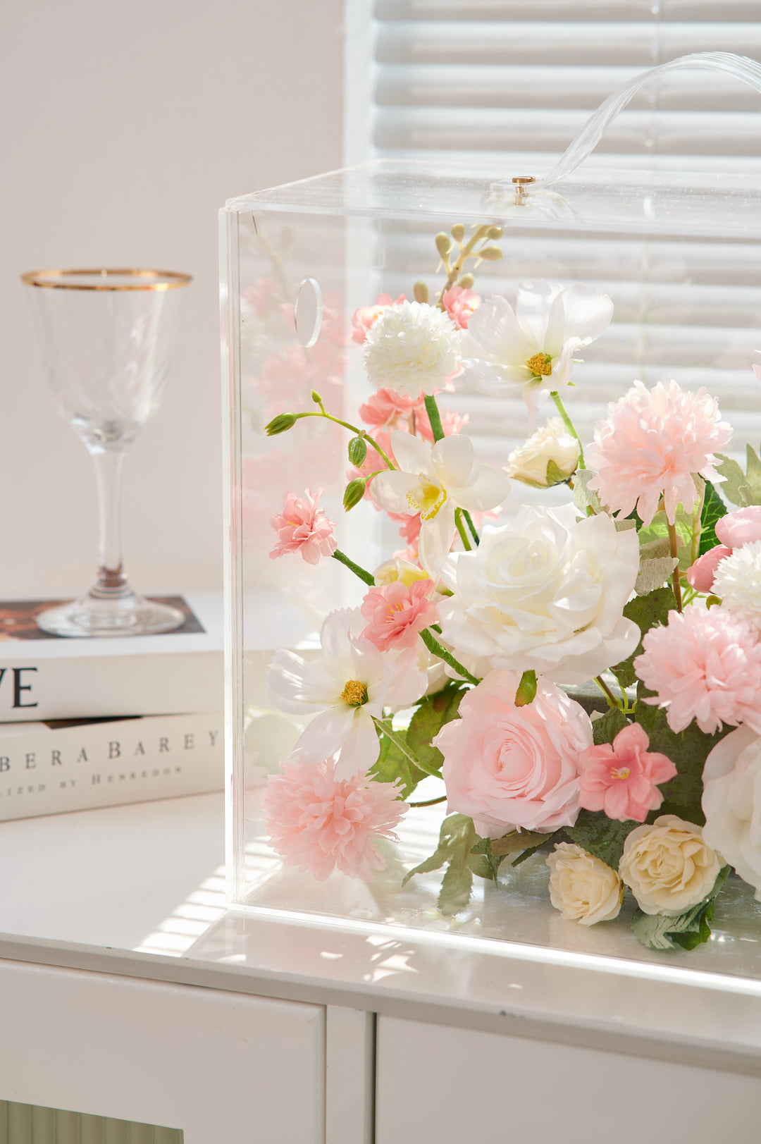 Artificial Flowers Mix Pink & White Floral Mica Box | Daisy Florist