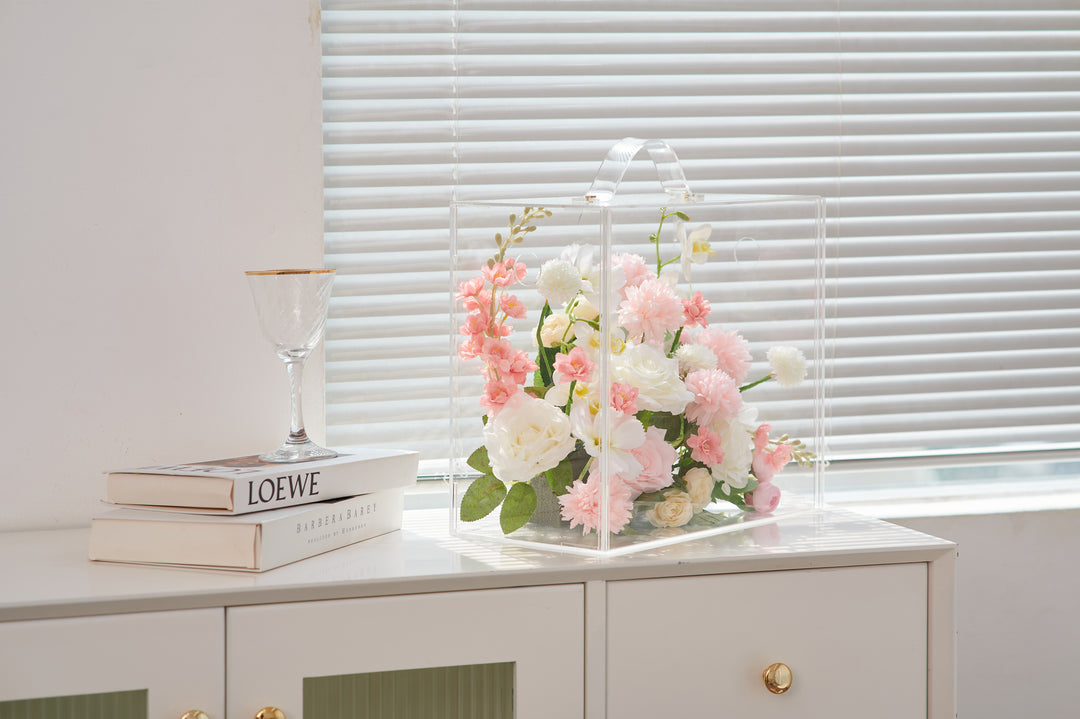 Artificial Flowers Mix Pink & White Floral Mica Box | Daisy Florist