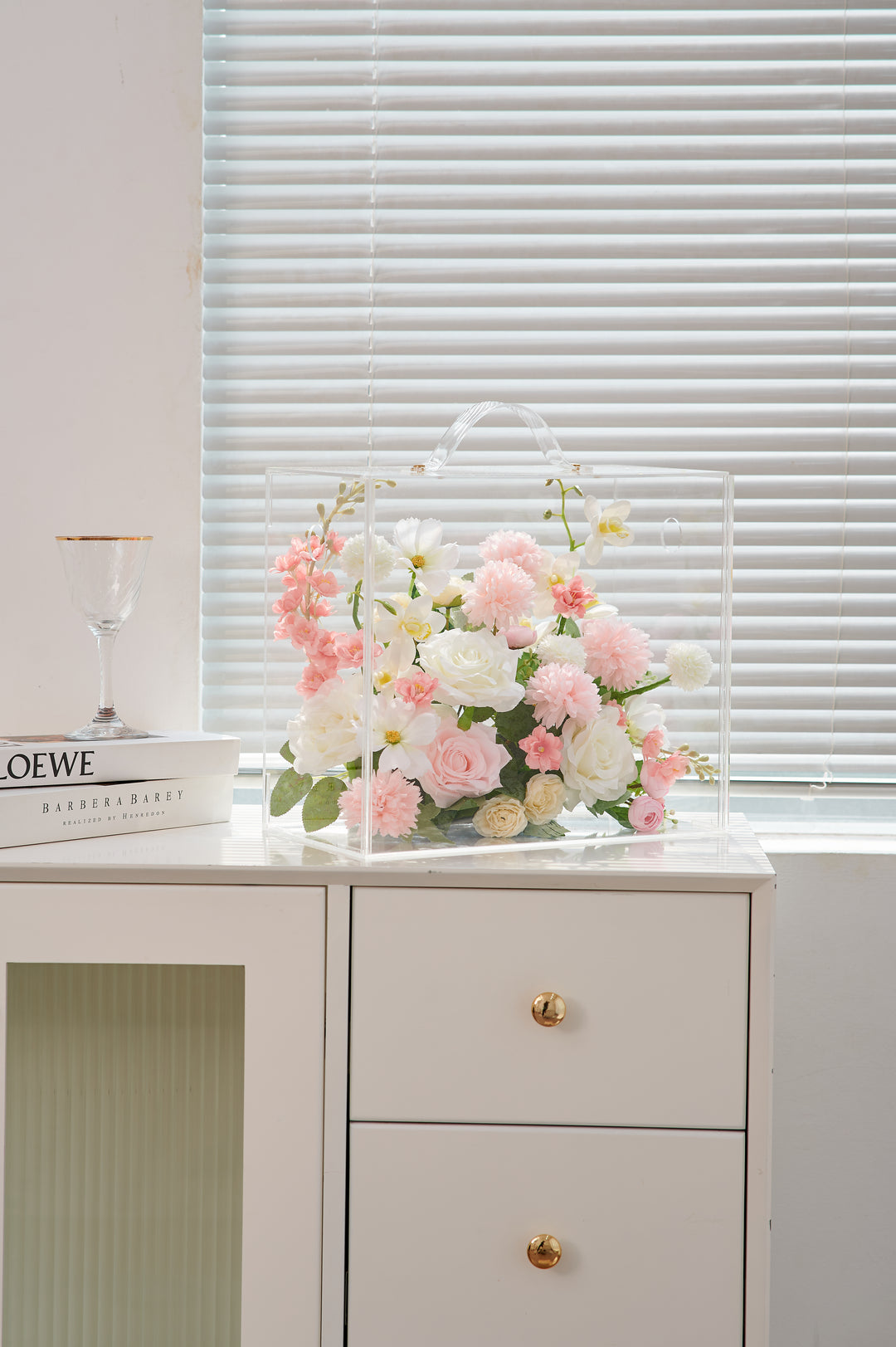 Artificial Flowers Mix Pink & White Floral Mica Box | Daisy Florist