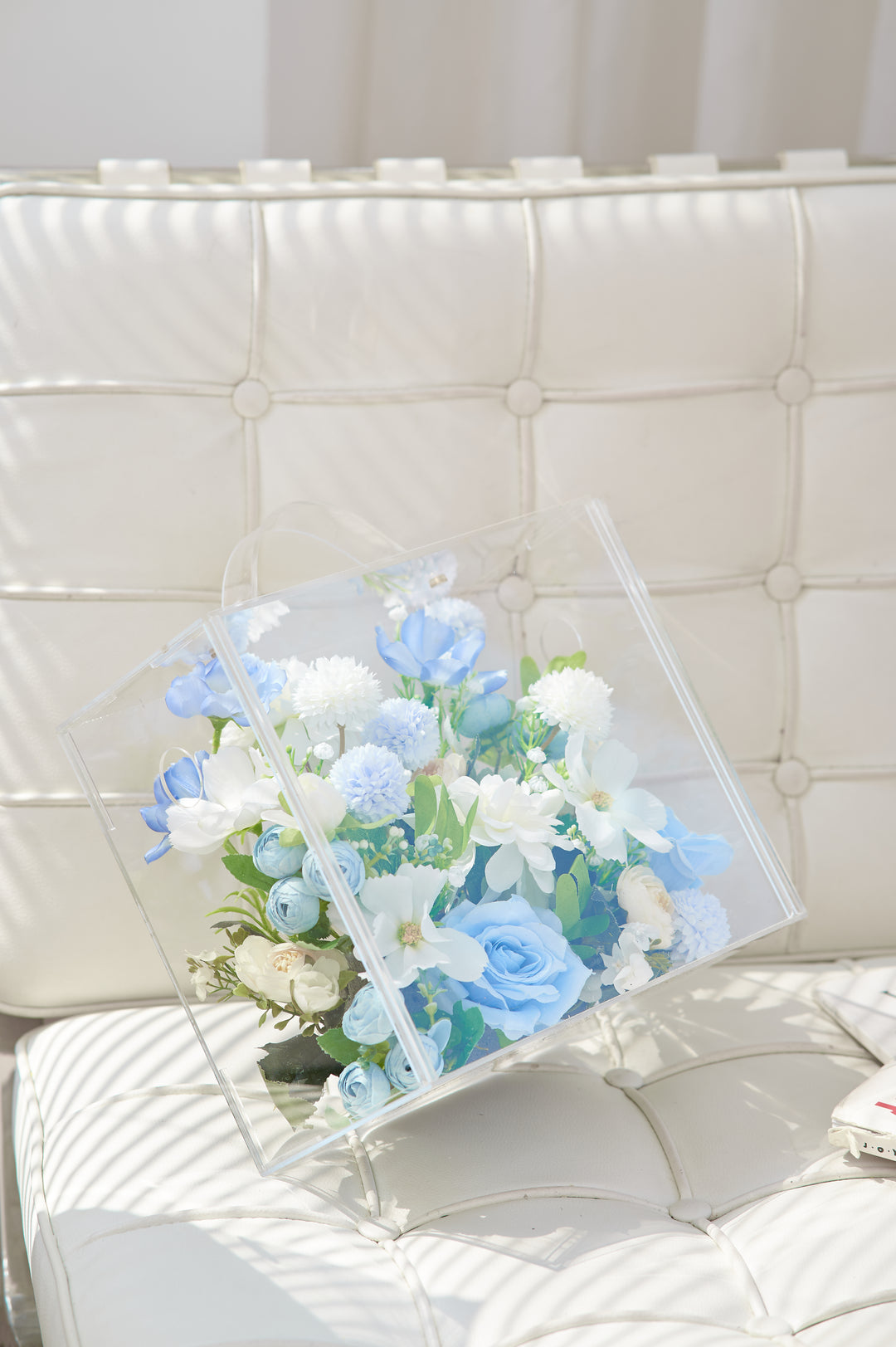 Artificial Flowers Mix Mix Blue & White Floral Mica Box | Daisy Florist