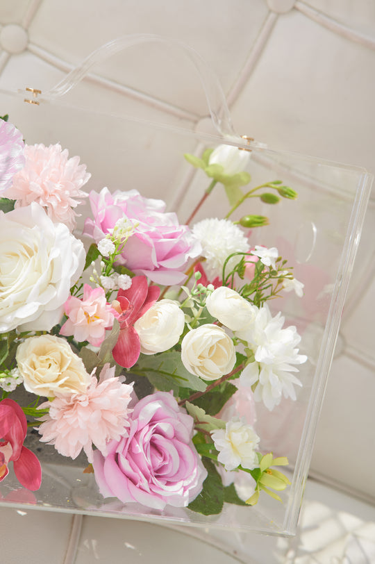 Artificial Flowers Mix Soft Purple and Cream Floral Mica Box | Daisy Florist