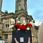 Red Roses and White Fresh Flower Mixed Arrangement in handbag | Daisy Florist