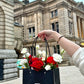 Red Roses and White Fresh Flower Mixed Arrangement in handbag | Daisy Florist