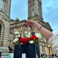 Red Roses and White Fresh Flower Mixed Arrangement in handbag | Daisy Florist