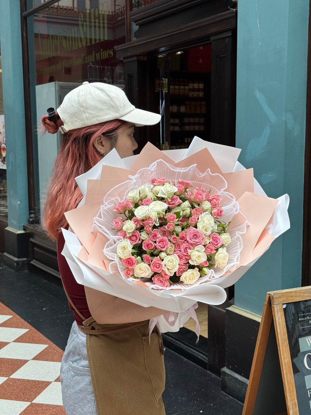Blushing Miniature Spray Roses Medley Bouquet