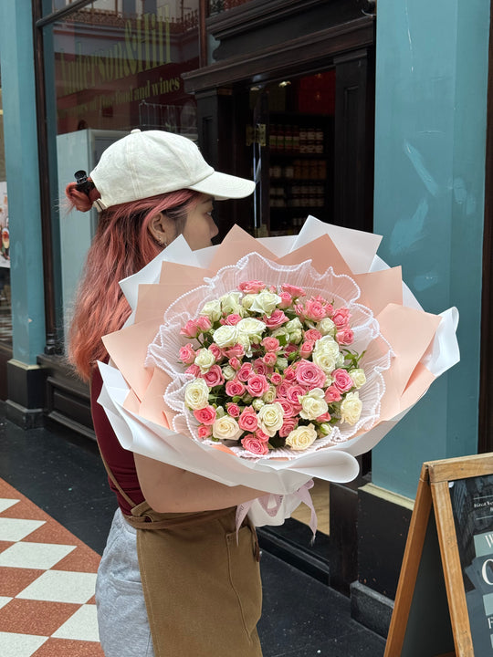 Blushing Miniature Spray Roses Medley Bouquet