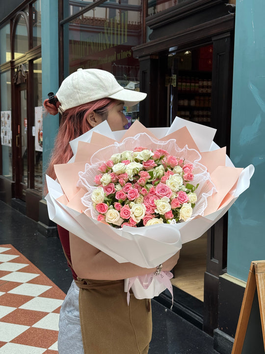 Blushing Miniature Spray Roses Medley Bouquet