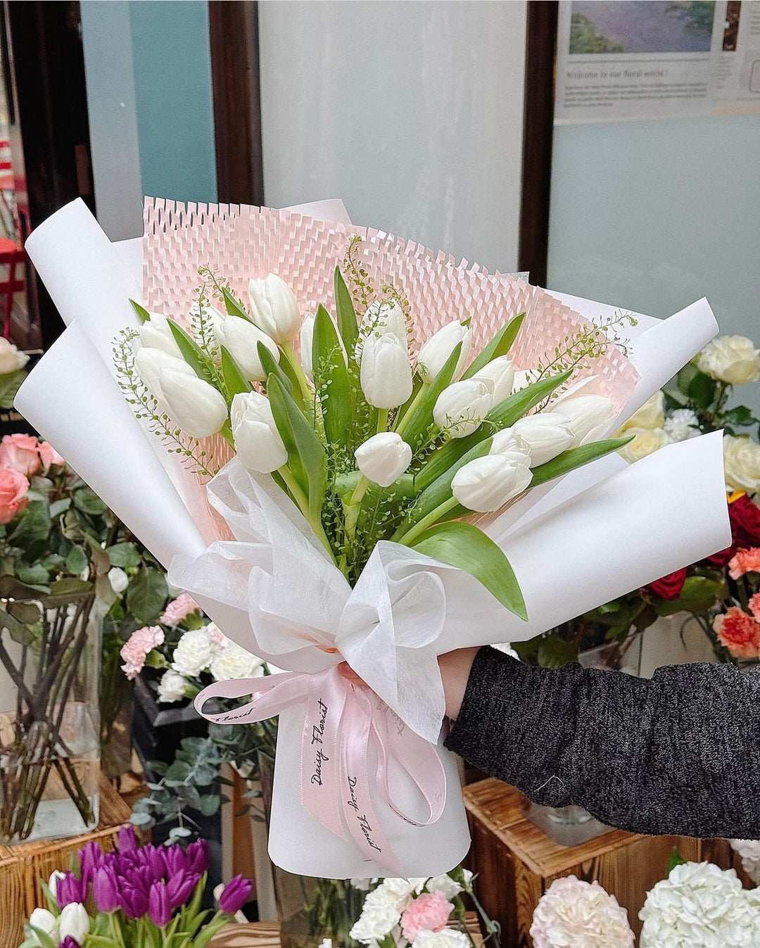 White Tulip Fresh Flower Bouquet - Perfect All Occasions