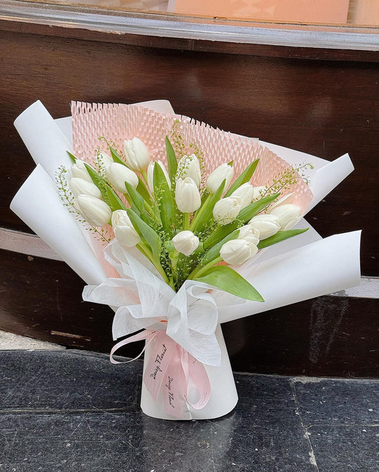 White Tulip Fresh Flower Bouquet - Perfect All Occasions