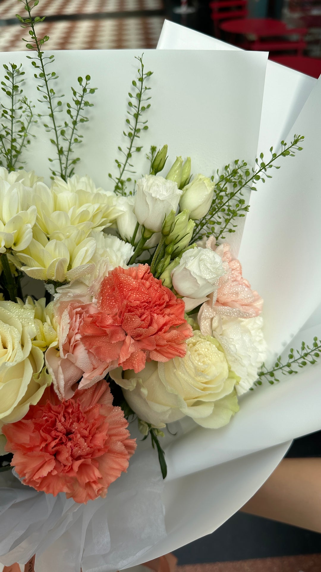 Mixed Bouquet: Bright Flowers in White Wrapping | Daisy Florist