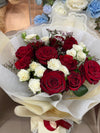 Fresh Flowers: Mix Red Roses & White Spray Roses Medley Bouquet | Daisy Florist