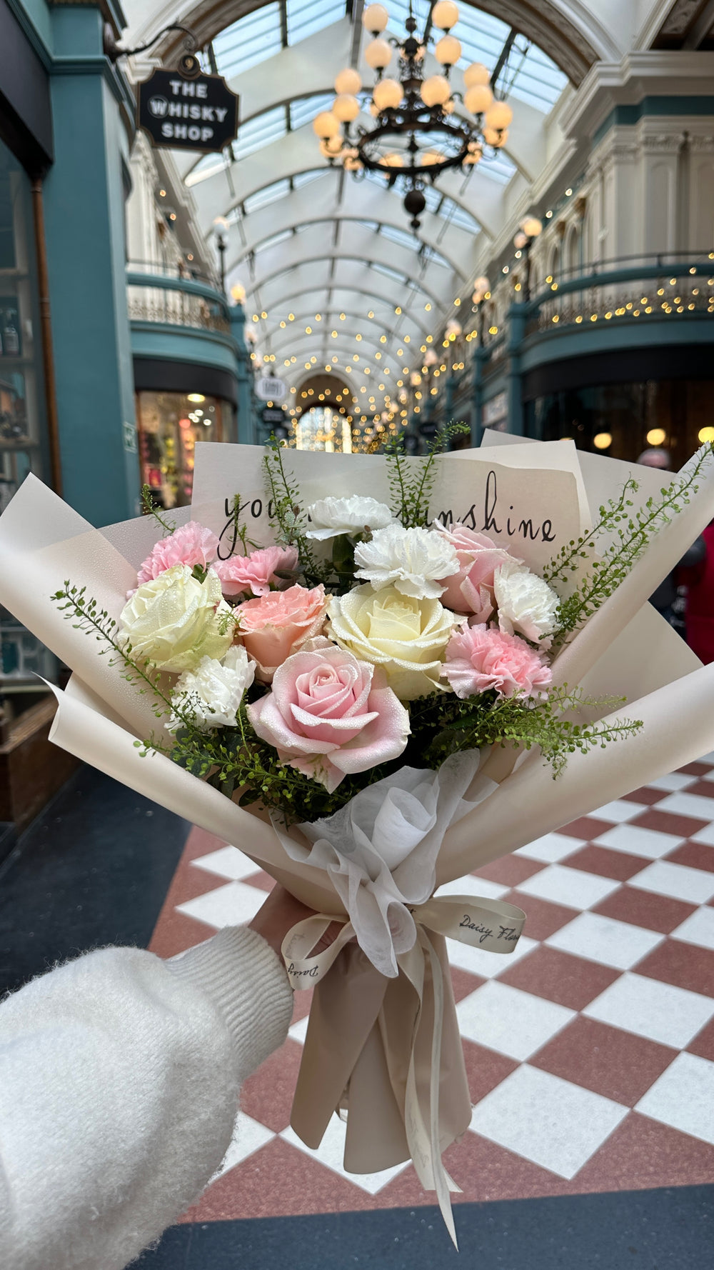 White & Pink Roses Fresh Flower Bouquet - Perfect All Occasions