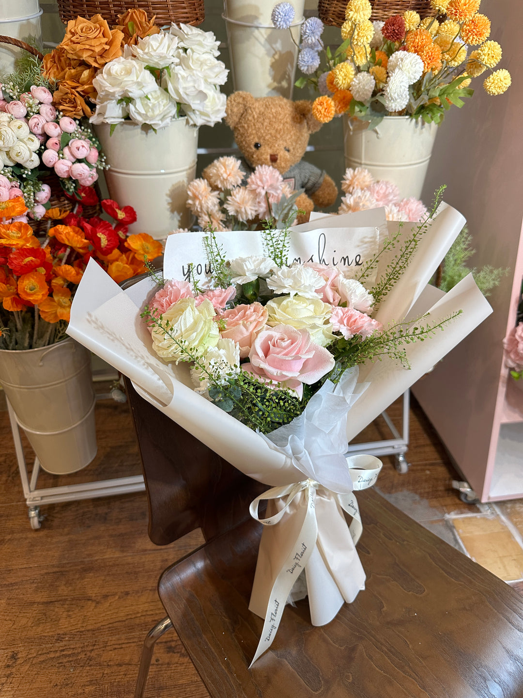 White & Pink Roses Fresh Flower Bouquet - Perfect All Occasions