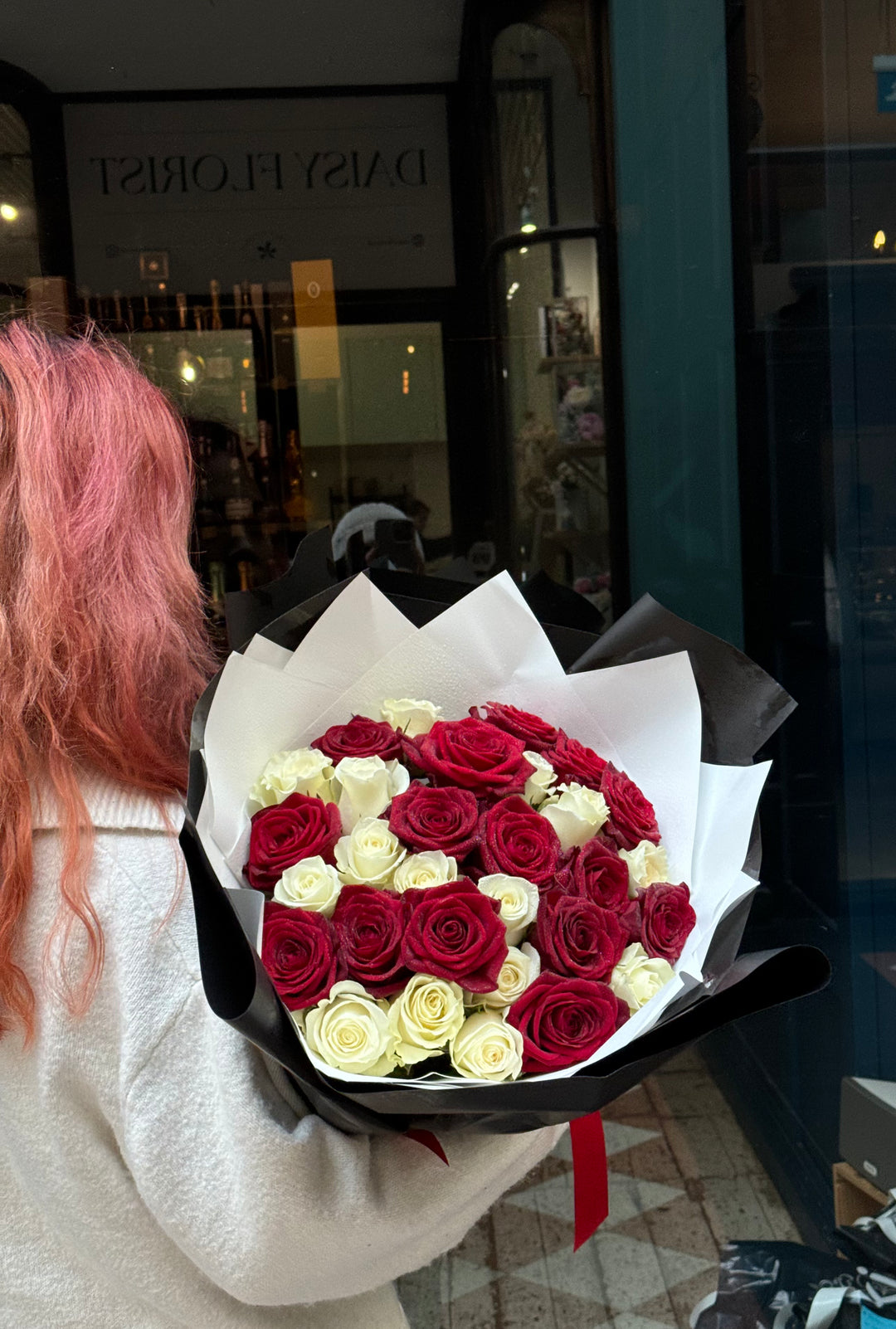 Mix of Red and White Roses - Elegant Floral Bouquet | Daisy Florist